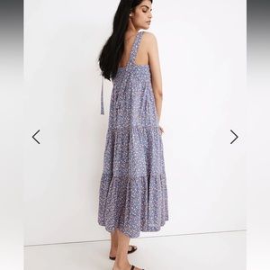 Madewell Tie Strap Tiered Midi Dress in Summer Vines